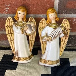 Vintage MCM Christmas Angel playing Accordion and harp